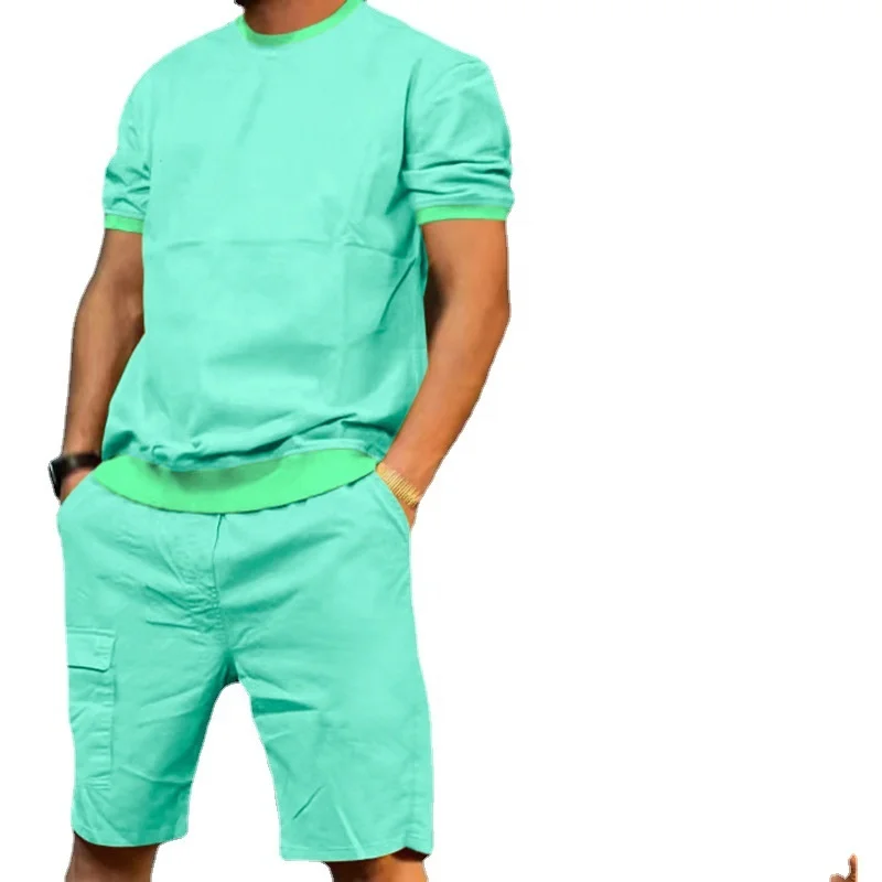 High Quality Custom Logo Sportswear Tracksuit Private Label Sweat Track Suit Set Shorts Pants Summer Men T Shirt And Shorts Set