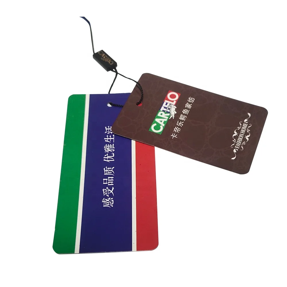 Custom Kraft Paper Clothing Tags Labels Barcode and RFID Features with Strings and Logo Printed for Clothes and Shoes