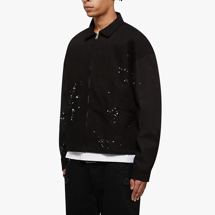 Wholesale Street wear Brushed Cotton Oversized Boxy Fit Raglan Dropped Sleeve Zip Jacket