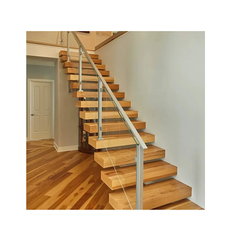Stock available balustrades straight stair intelligent LED stair light floating staircase for living room