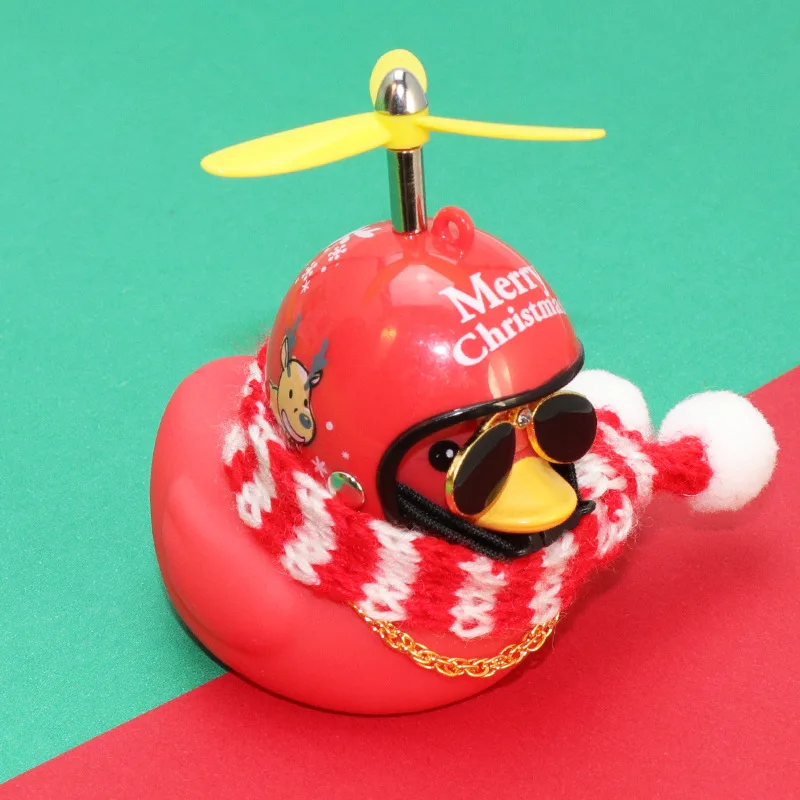 Rubber Red Duck Car Bike Decoration Black Duck Motorcycle Decoration With Propeller Helmet