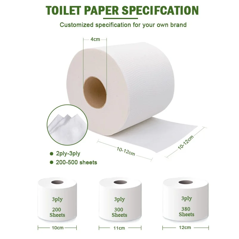 Bleached Bamboo Toilet Paper Bathroom Tissue Paper