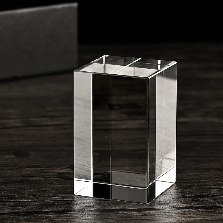 Custom high quality blank crystal cube block laser engrave etch Crystal Cube Gifts