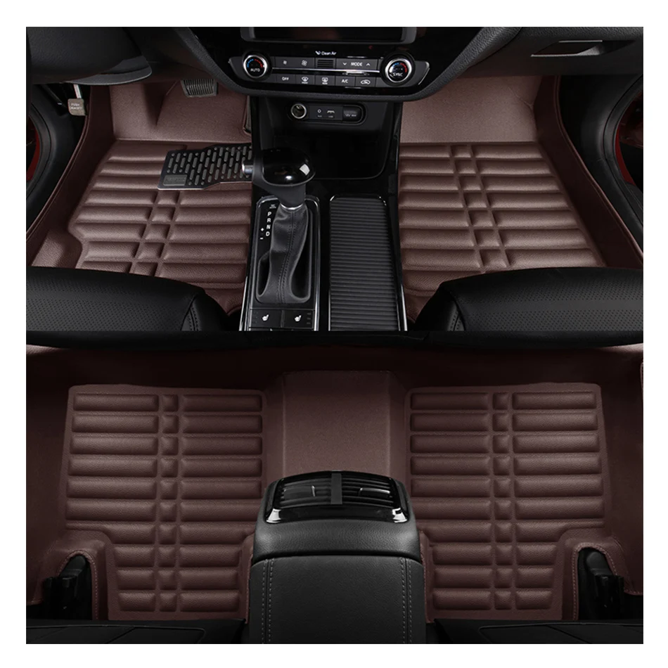All weather luxury car interior parts 5D 7D PVC waterproof leather car foot mats easy to clean 5 seat car floor mats