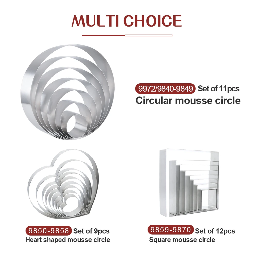 Bakest Custom High Mousse Ring Mould Set Seamless Stainless Steel Metal Personssional Kitchen For Round Cheese Cake Shaped Molds