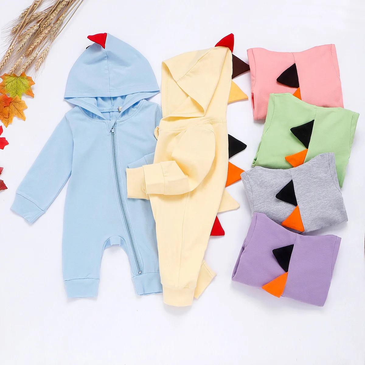 Candy Color Dinosaur Jumpsuits Baby Girl Boy Onesie Rompers Baby Spring Autumn Clothes Solid for 0-24M
