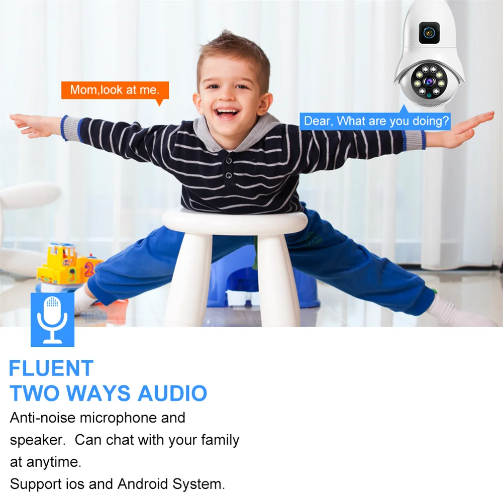 Smart Home Dual Lenses Night Vision Guangzhou PTZ IP Camera E27 other camera accessories Door Video Security Camera