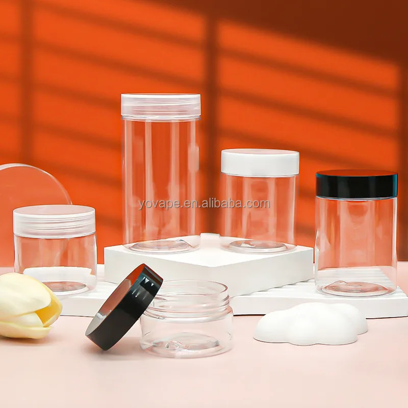 Transparent wide mouth baby food grade 400g 500g 600ml 750 ml 800ml 1000ml 20 Oz 500ml plastic PET clear jar with black lid