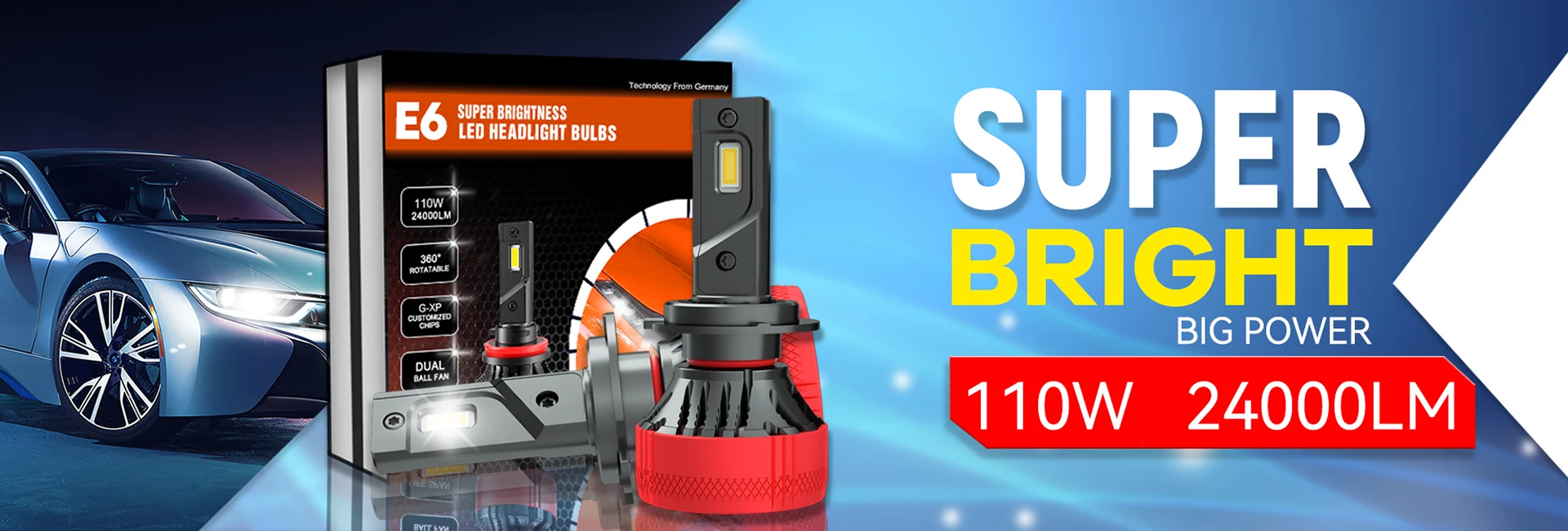 XENPLUS  BIG POWER headlight 110W E6 12000lm H1 H3 H4 H7 H11 H13 9004 9005 9006 9007 9012 880 881 for car