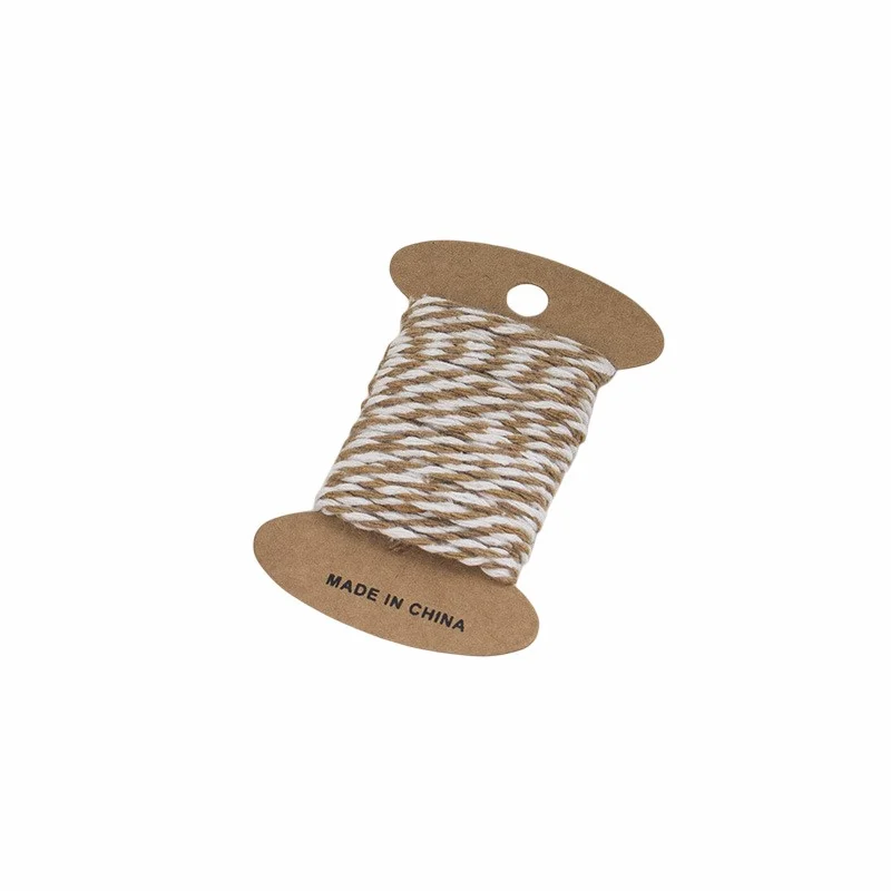 Cotton Recycle Rope Baker Twine Twisted Double Color Natural Rope 10m Per Card For Diy