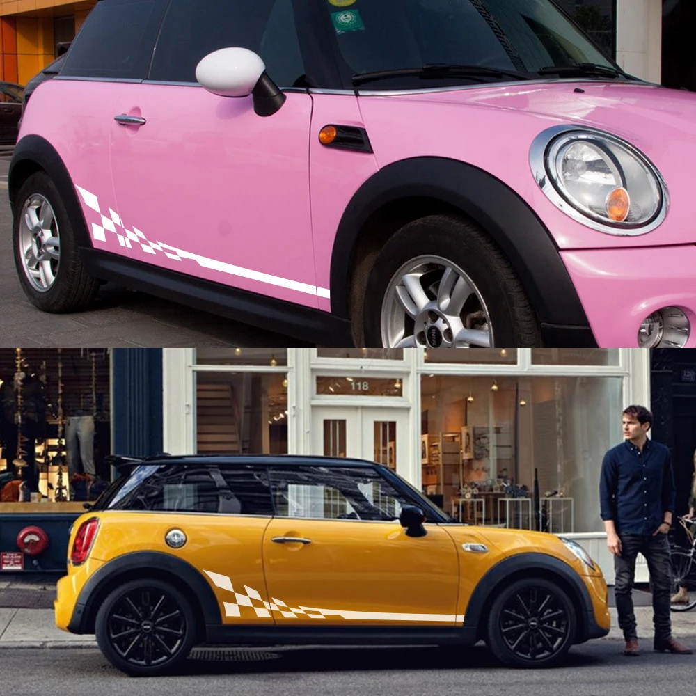 Наклейки для боковой юбки кузова автомобиля наклейки MINI Cooper S One JCW Countryman Clubman F54 F55 F56 F60 R55 R56 R60 R61 автомобильные аксессуары