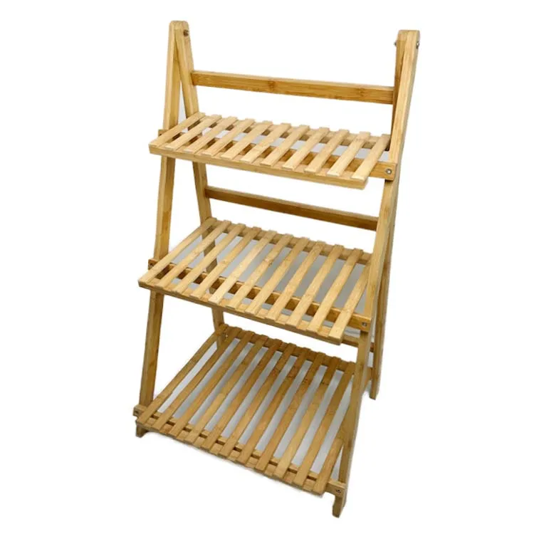 WDF Wholesale  flower display stand rack outdoor  bamboo wooden flower rack display rack bamboo plant stands for home garden.