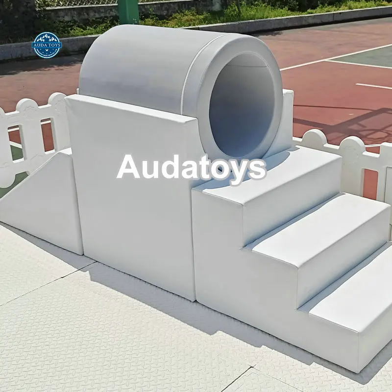 White and Gray Indoor Softplay Playground Equipment Kids Party Rental Mobile Play Area with Wood and Foam for Home Use