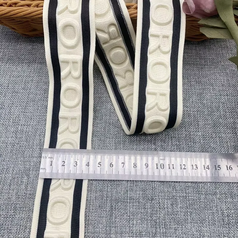 100% Polyester 3D Embossed Clothing Knitted Little Elastic Skin-friendly Knit Tape Emboss Engrave Webbing  For Pants Side Strips