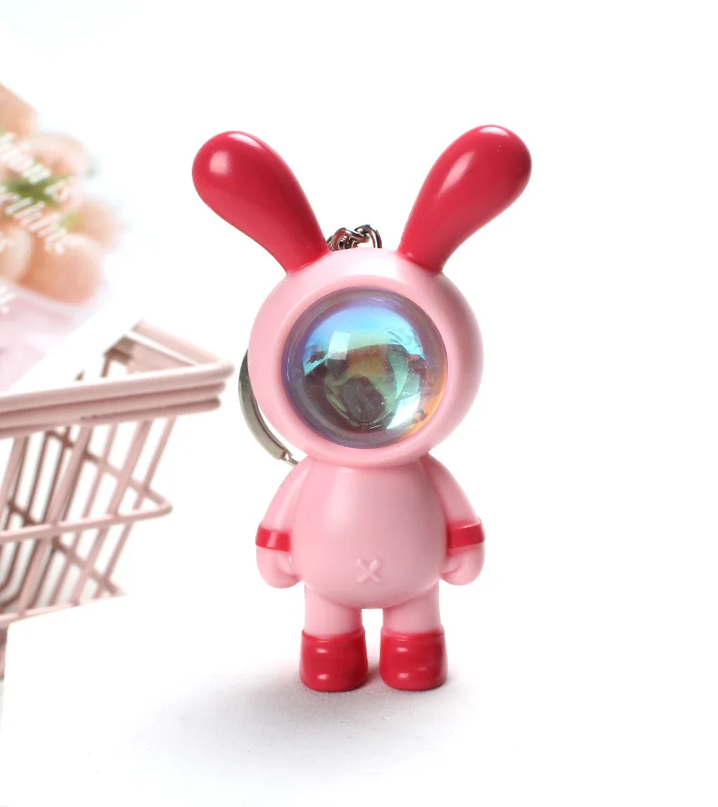 custom logo new mini patchwork color rabbit doll sunset atmosphere light keychain