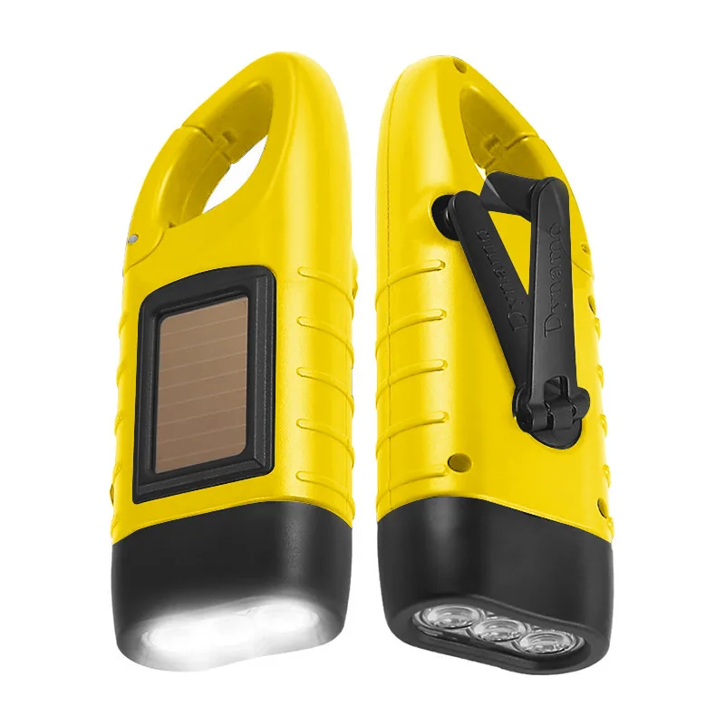 Waterproof ABS Emergency LED Solar Hand Crank Dynamo Lamp Outdoor Camping Traveling Hiking Portable Self-powered Flashlight