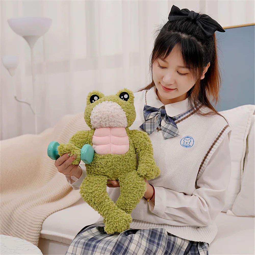 Strong Muscles Frog Soft Plush Toy Funny Stuffed Soft Green Frog Plush Doll with Big Eyes Gifts For Kids Adults