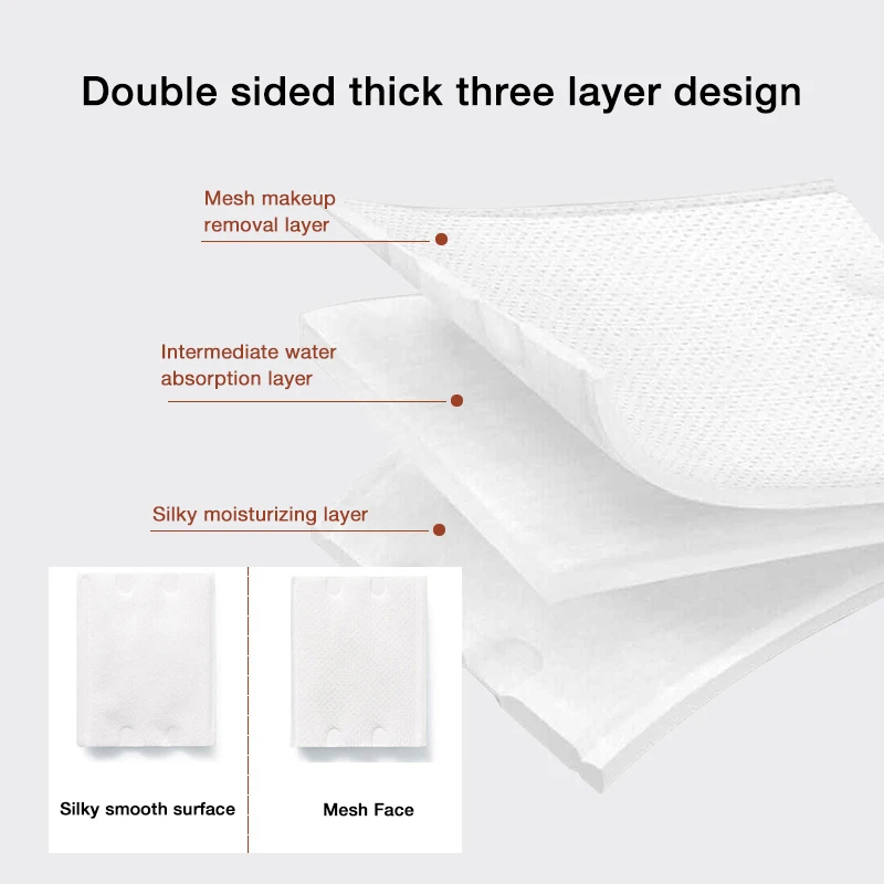 Environmental Friendly Disposable Round Two Way Facial Cleaning OEM Square Lint Free Nail Make-up Removal Cotton Pads for Tone