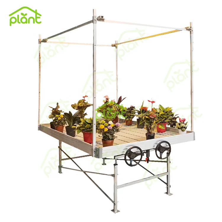 Factory Direct Sale 4x8ft hydroponic rolling benches Ebb Flow Flood Tables with Vertical Poles