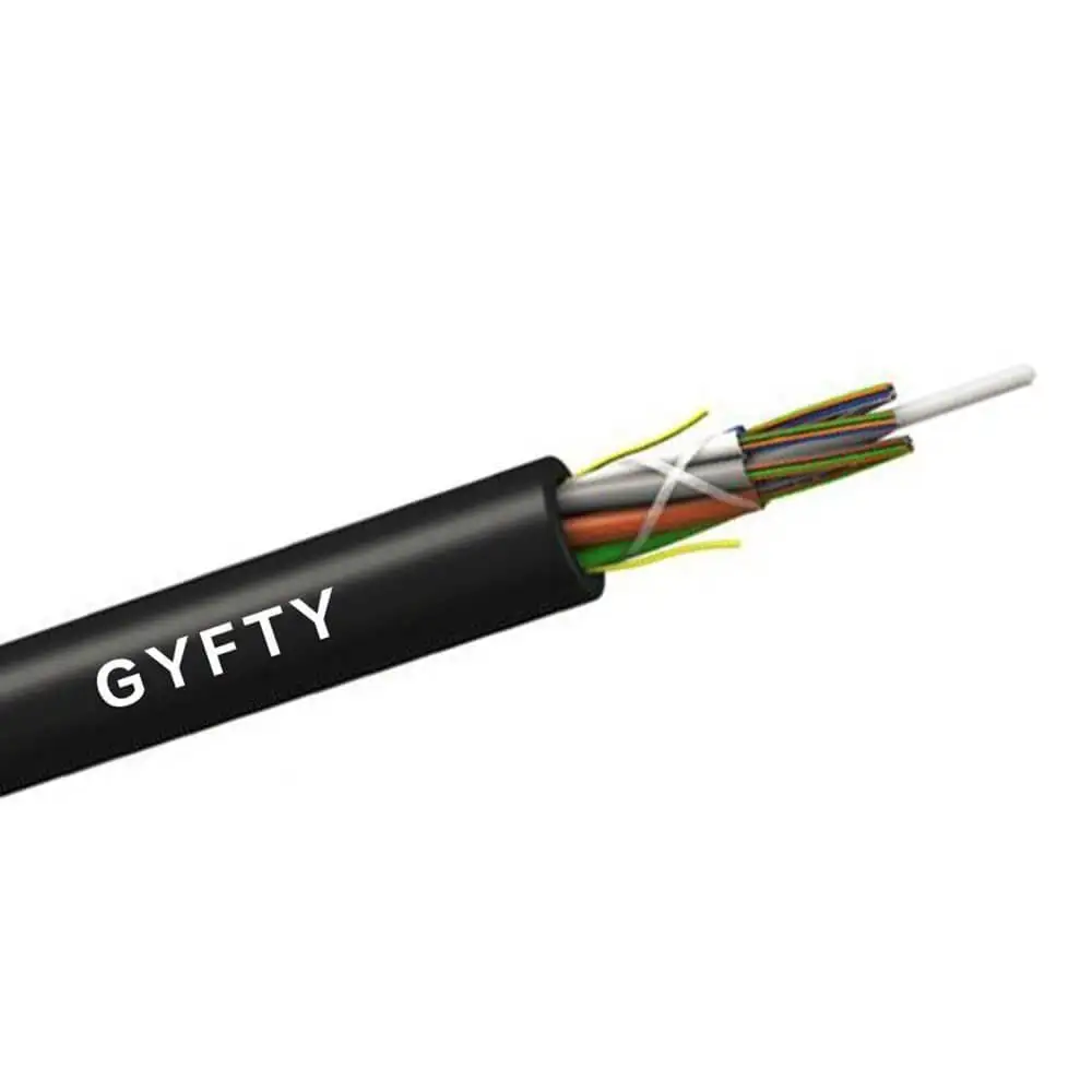 Factory Outdoor Single mode Duct G652D FRP strength member 12 24 48 96 core optical fiber cable fibra optic GYFTY