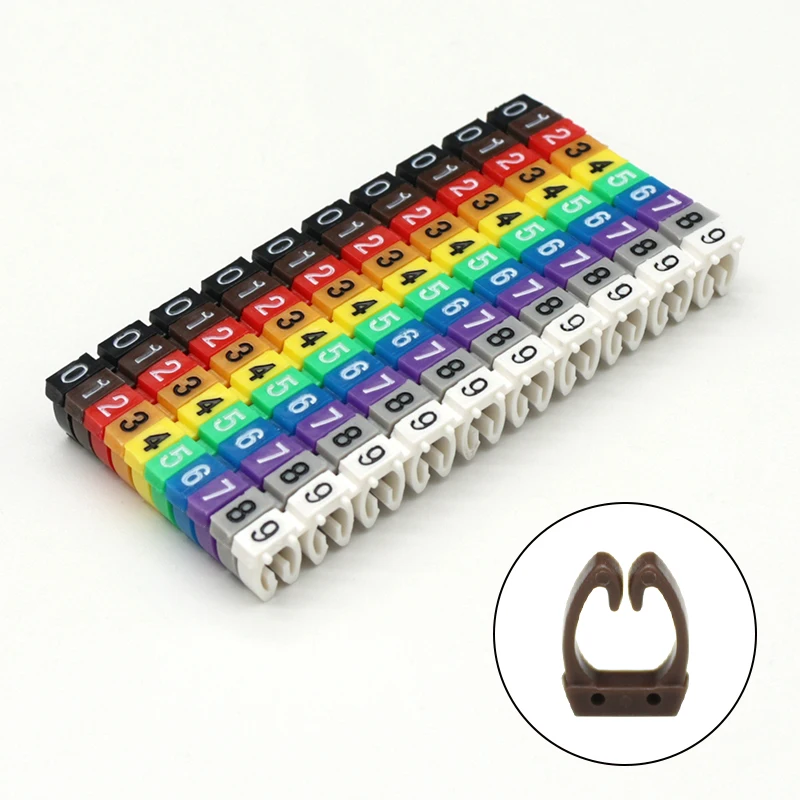 1.5mm2-6mm2 Arabic Numerals M Type CAT 6 Clip Network Ethernet Wire Number Label Tube Cable Marker