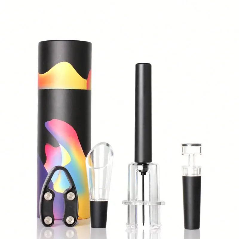 Hot Selling 4pcs Paper Gift Box Wine Accessories, As Seen As TV Red Wine Opener Set, Mulled Wine Gift Set