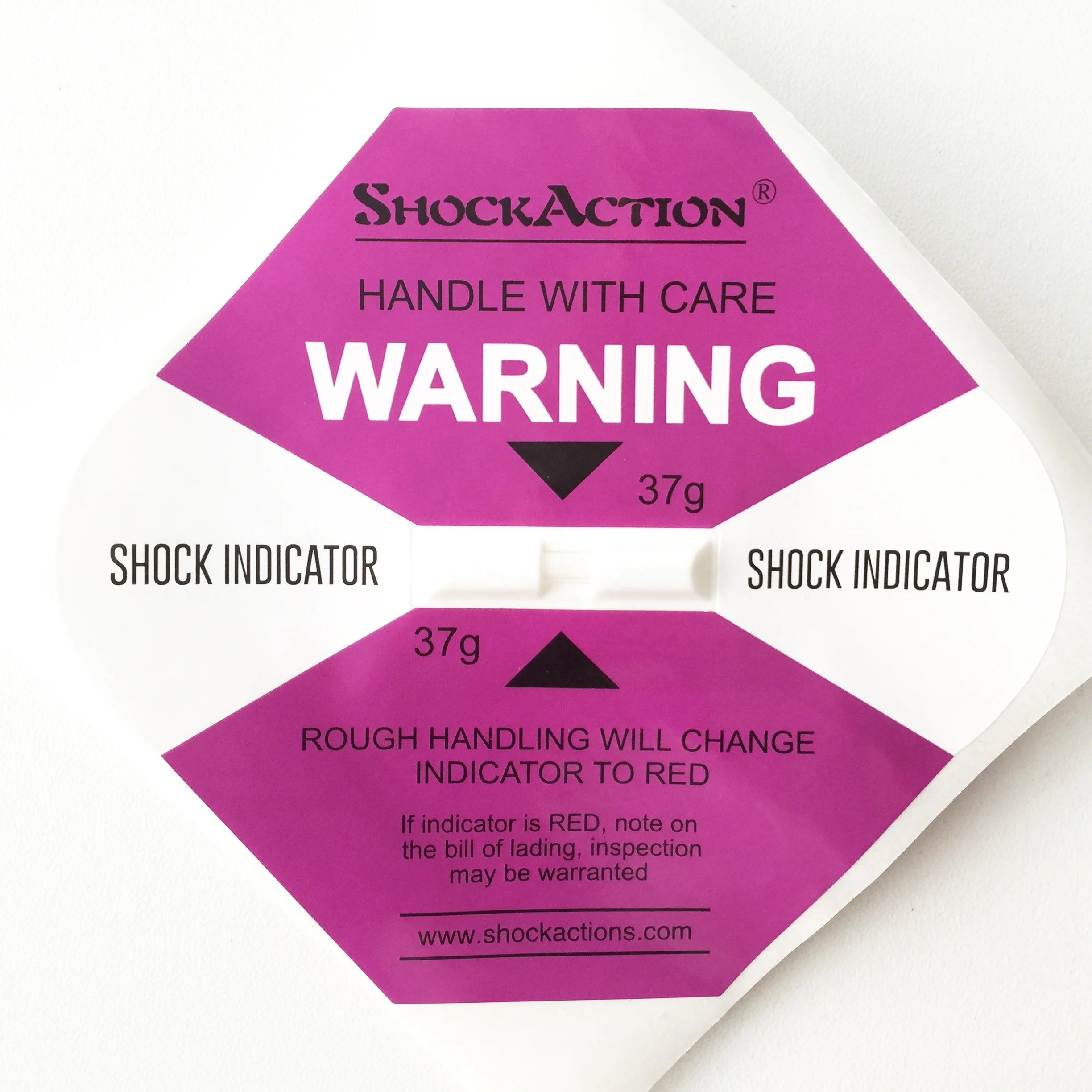 Shockaction Packaging Impact Label Shock Indicator - Different Sensitivities Available