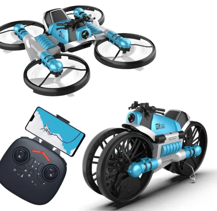 2 in 1 land and air rc remote control 4 axis foldable deformation motorcycle drone with camera