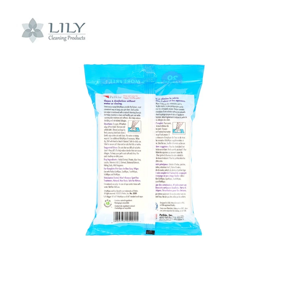 Private Label Wet Water Wipes Custom Logo Disposable Non-woven Organic Tissue Cleaning Pet Wipes tooth paw ear