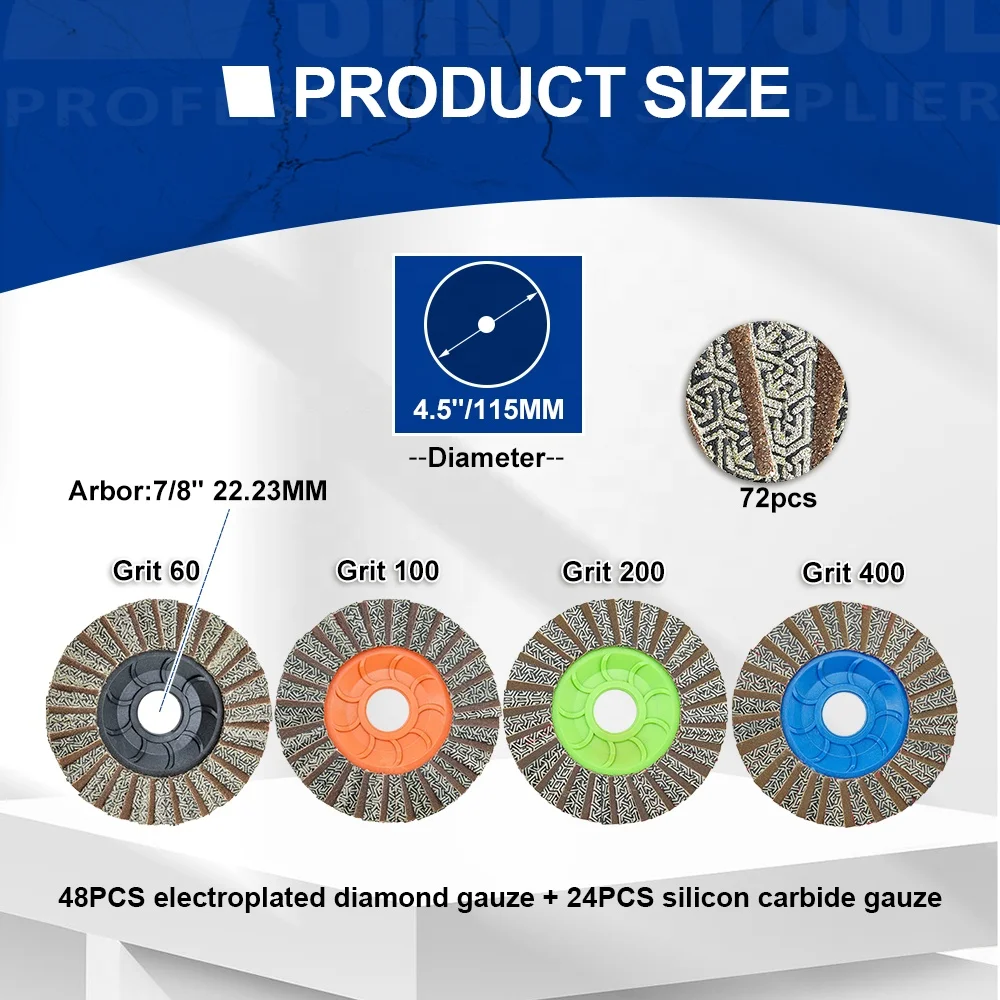 115mm Diamond Electroplated Flap Grinding Disc for Granite Glass Marble Quartz Abrasive Cutting off Wheel For Angle Grinder