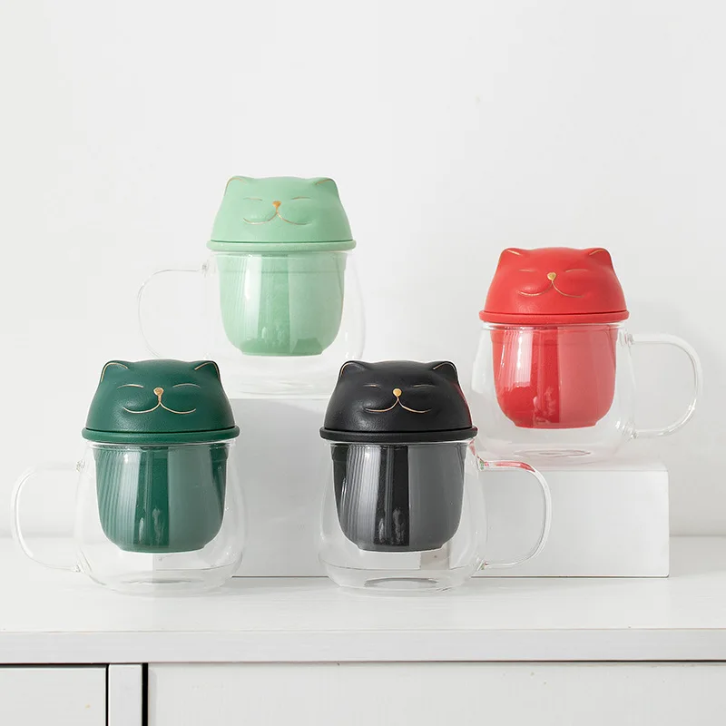 Ceramic Tea Mug with Filter/Steeper and  Portable Ornament Infused Tea Cup