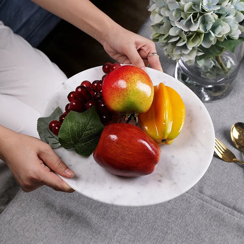 stonekocc Brand Customized Creative Natural Marble Fruit Nordic Circular Decoration Commercial Western Restaurant Steak Tray