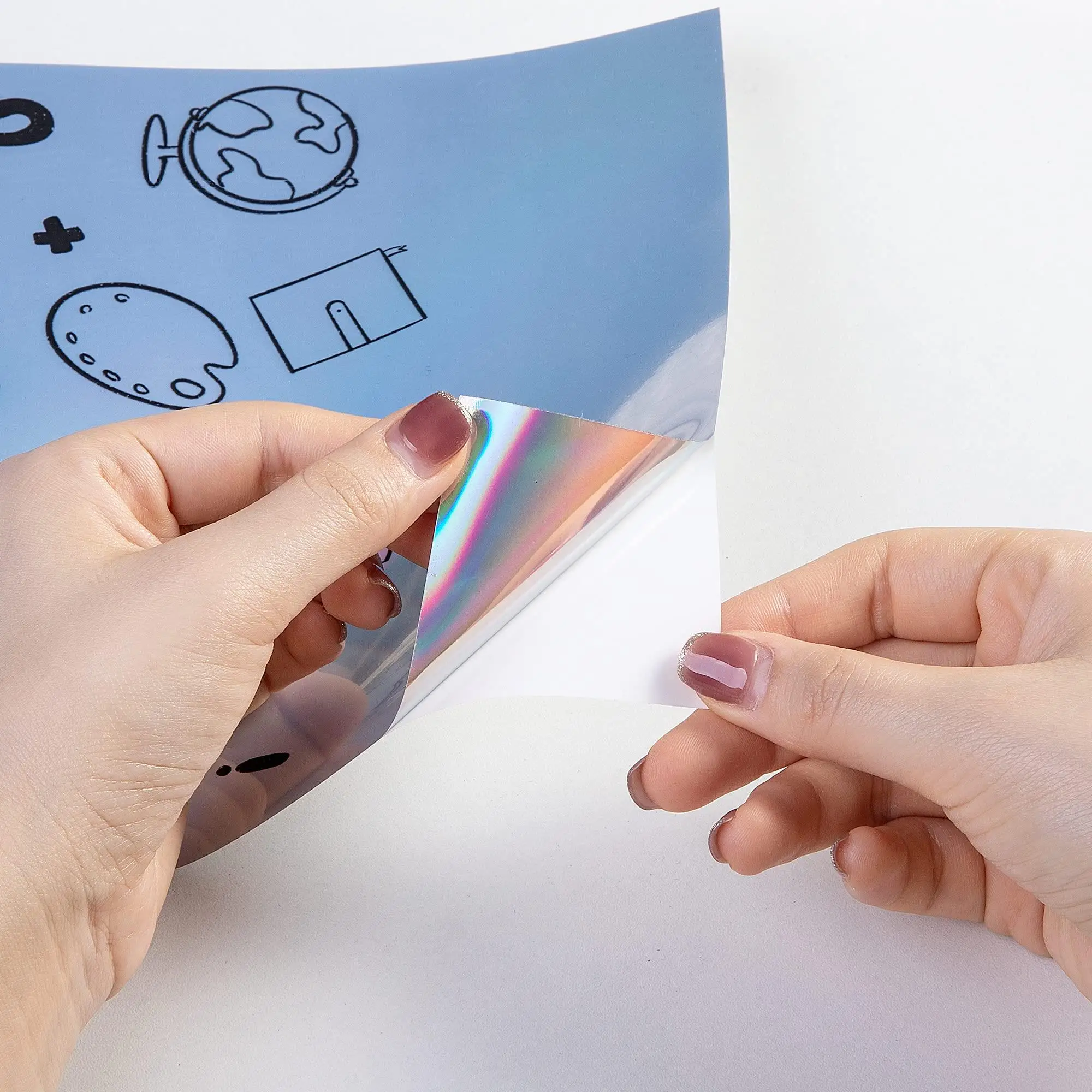 Self Adhesive Vinyl Sticker Paper A4 Inkjet Sticker Holographic Paper For Printing A4