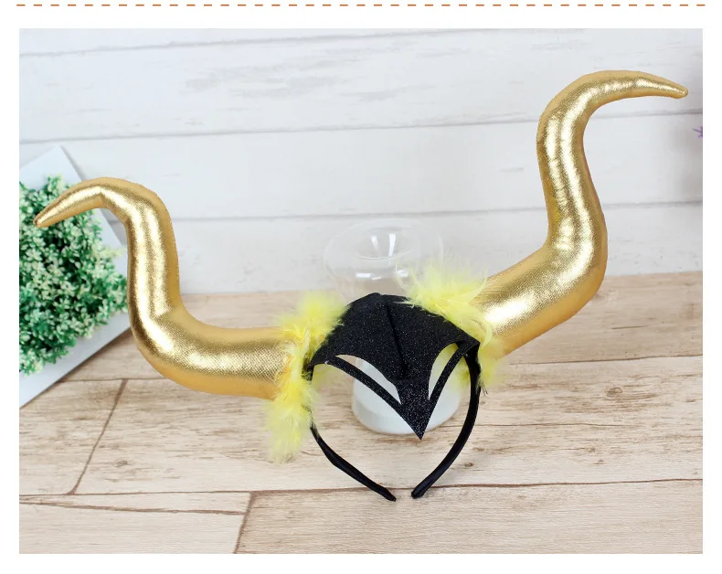 Horn Headband Black Party Horns Headpiece Halloween Cosplay Party Headband Costume Accessory For Women Adult