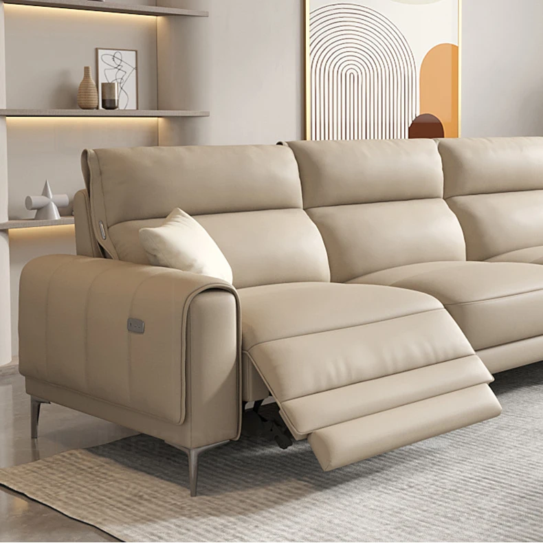 Luxury high quality modular design living room villa reclining genuine leather sofas