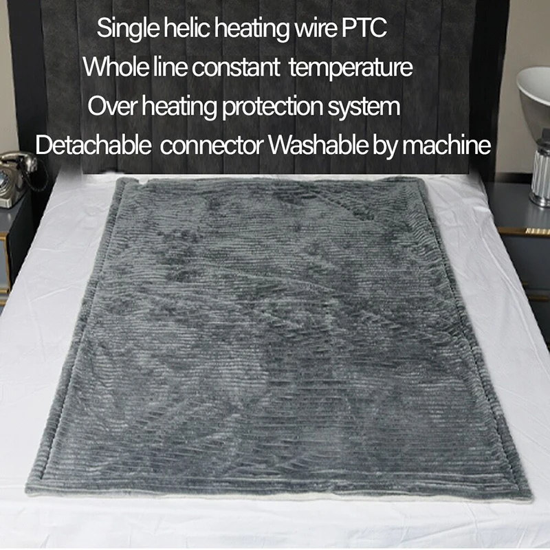 Fast Heating Electric Blanket 3 Heat level 2/4/6/8 Hour Auto Shut Off Fast & Safe Heating 160*130CM Grey