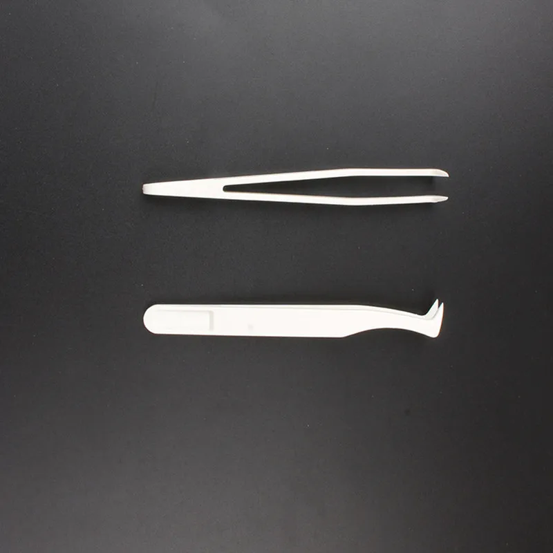 White Wide Platy Anti-static Plastic ESD Tweezers Forceps Insulated High Hardness Tweezers Set