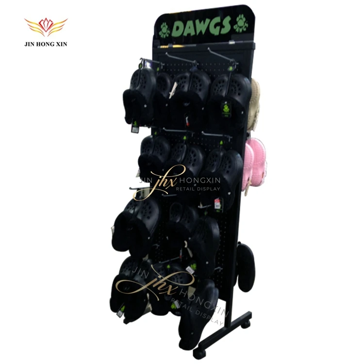 Rotating Bag Hat Shoes Slippers Toy Store Display Rack With Hooks Pegs And LCD Screen for Retail Store Supermarket