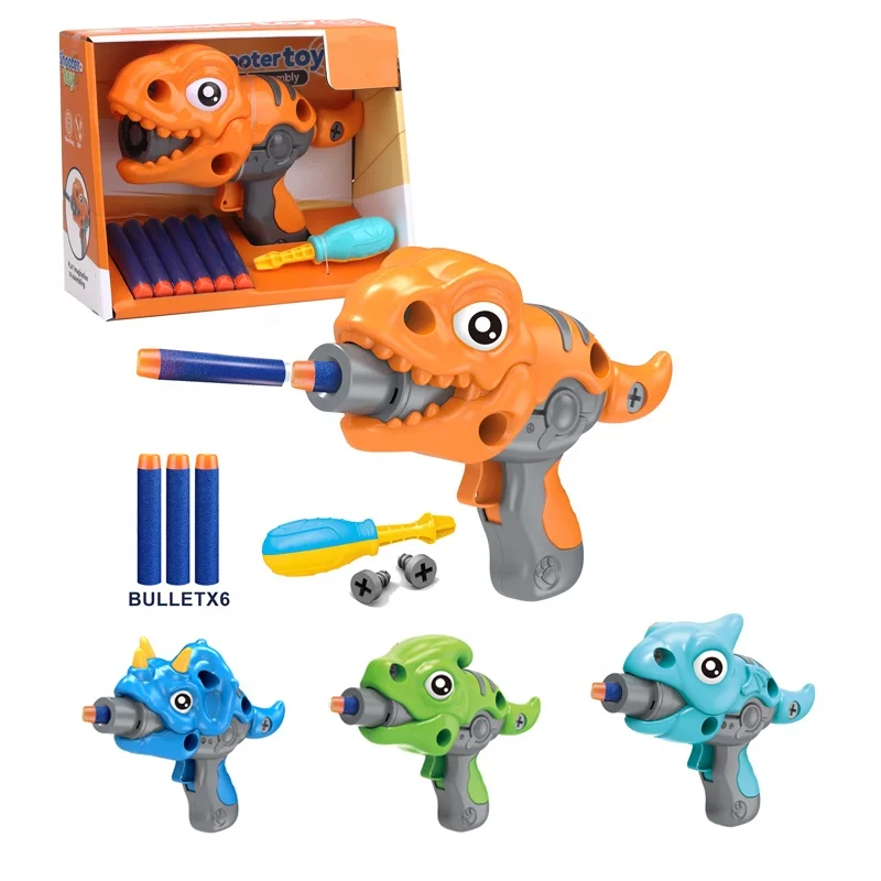Soft Bullet Dinosaur Gun Toy Shooting Game DIY Assemble Dinosaur Toy New Children Soft Bullet Gun Game Toy