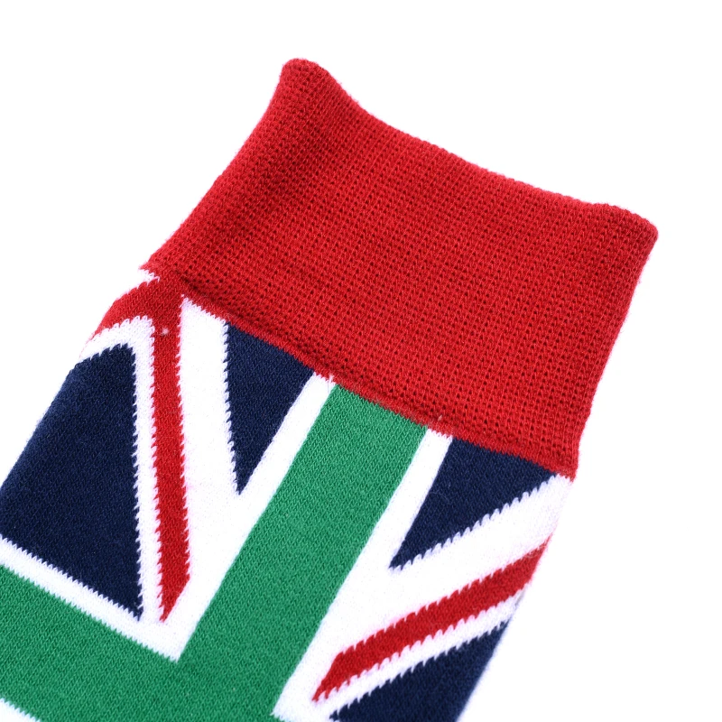 2021 New Design Casual Cotton Spandex Colorful New High Quality UK flag Design Unisex Youth Socks