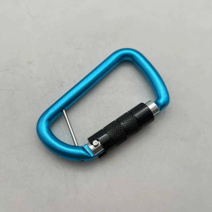 Factory Light Weight 7075 Aluminium Alloy Safety D Shaped Aluminum Carabiner Clip with Pin