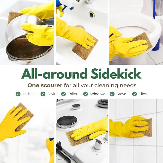 Eco-Friendly Coconut Fiber Scrub Pads Kitchen Biodegradable Scrubbing Pads Non Scratch Scouring Pads for Pots and Pans