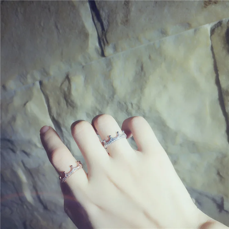luxury and fashion solid 925 sterling silver crown ring