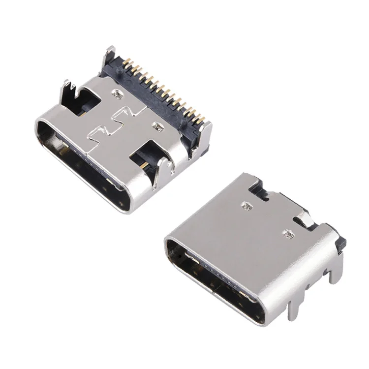 TYPE-C Usb Connector Female 16 Pin Sticking Plate Without Pressing For Charging Type C Socket Connector Type C Port