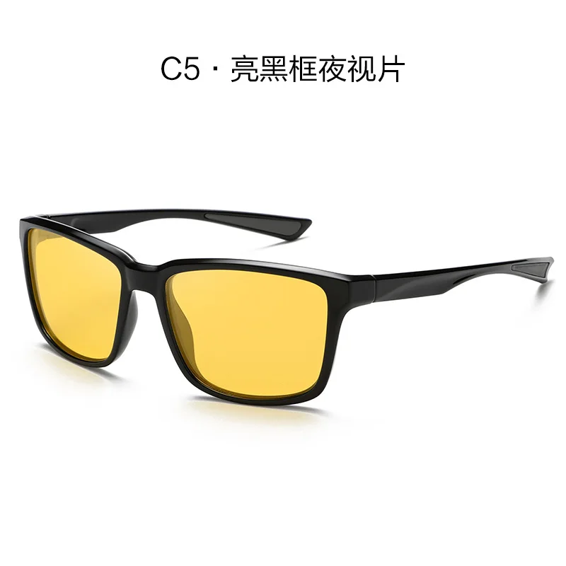 Sporty Square Sunglasses for Men - Black Frame with Red Accents, Polarized Lenses, UV Protection