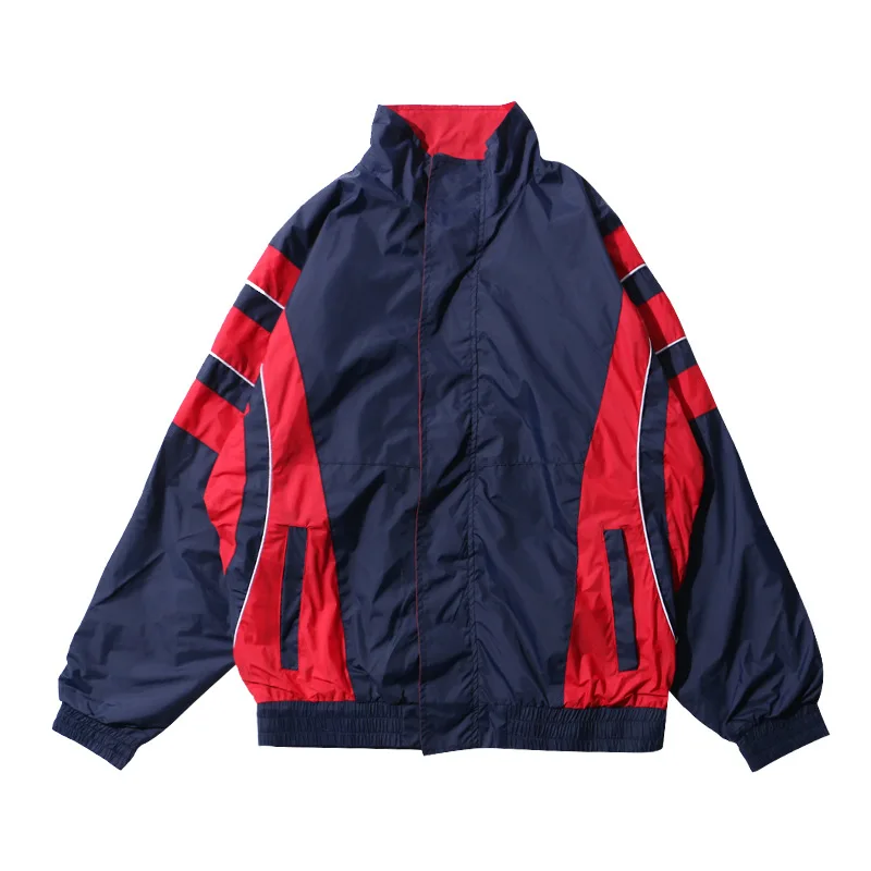 
Custom Spring Autumn Windbreaker Color Block Retro Team Jacket Football Sports Jacket 