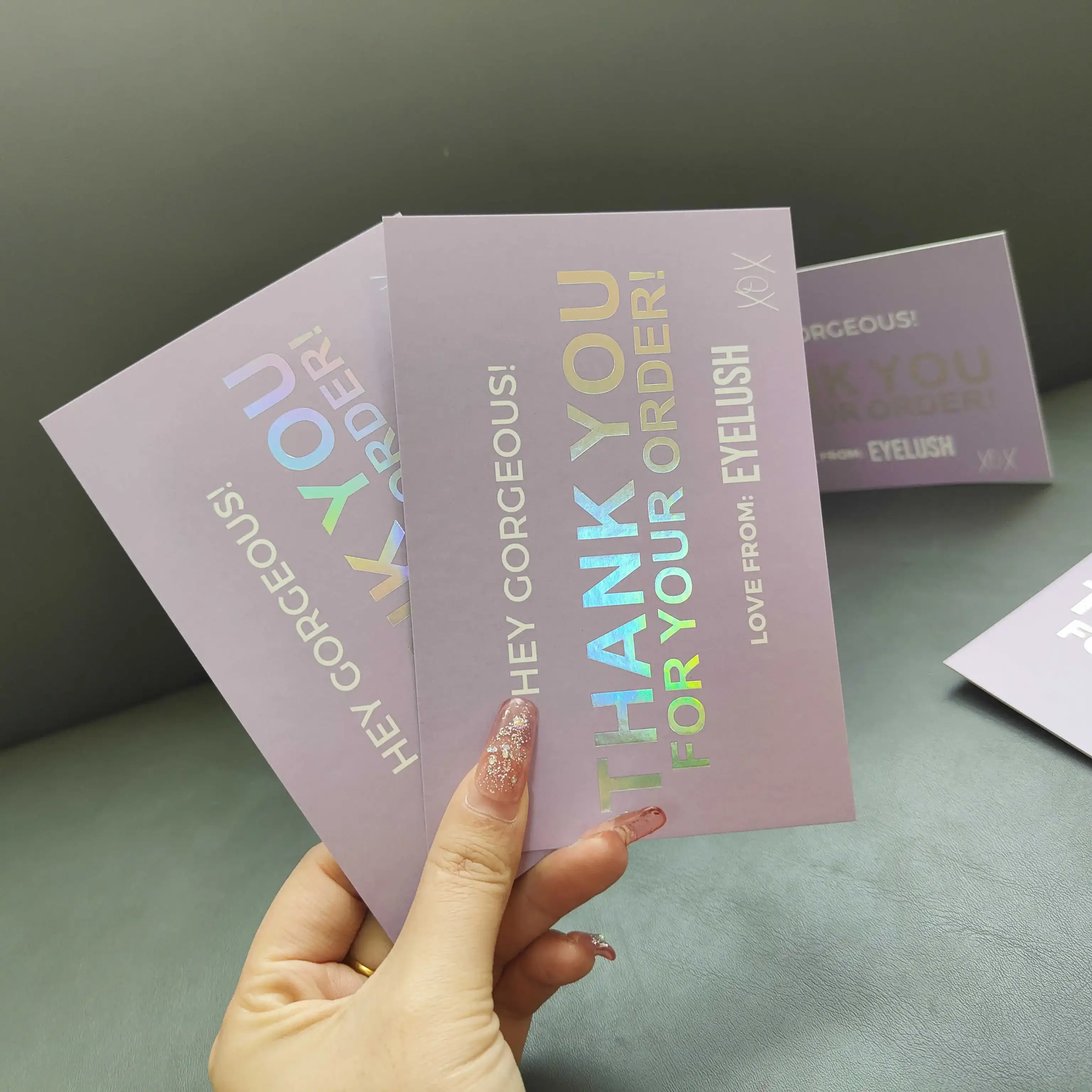Custom 800GSM Color paper Business Thank you cards High quality holographic printing - Buy thank you cards, business thank you
