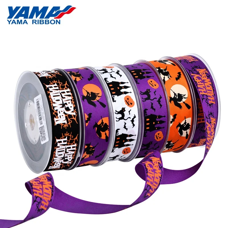 Yama New Holiday Party Theme 2.5cm Witch Castle Cartoon Pattern Halloween Ribbon