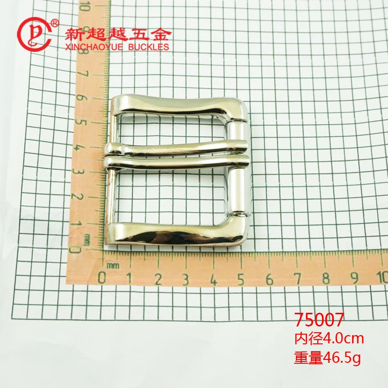 The quality zinc alloy single pin strap buckles custom metal 40mm roller double prong belt buckles