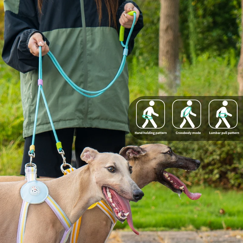 OKKPETS 2024 New Design Colorful Luxury Hands-free Dog Rope Leash Adjustable Length Polyester Lead for Small Large Medium Dogs